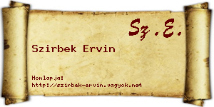 Szirbek Ervin névjegykártya